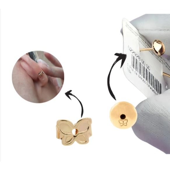 Tarraxas Rommanel Originais Hipoarlergenicas Borboletas ou baby Folheadas a Ouro 18k em Oferta na Shopee