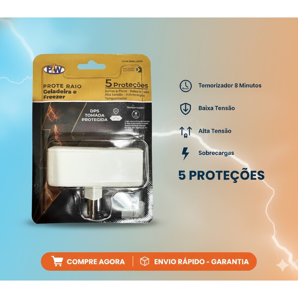 Protetor De Geladeira Freezer Quedas De Energia Raios PW - Protetor Pw Para Freezer E Geladeira