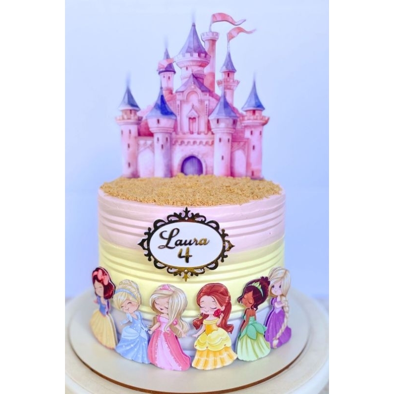 Topper Topo de Bolo Tema Infantil  Princesas Baby Fofas Personalizado com nome e idade Aniversário e Mesversário