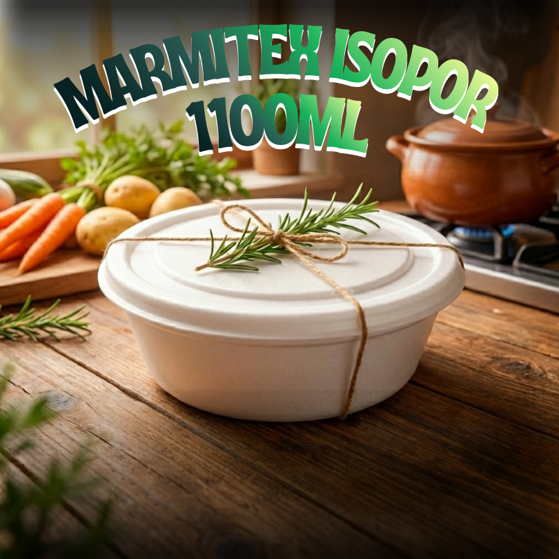 Marmitex Isopor Grande 1100ml com Tampa 50/100 Unidades - Marmita, Marmitex, Delivery, restaurante