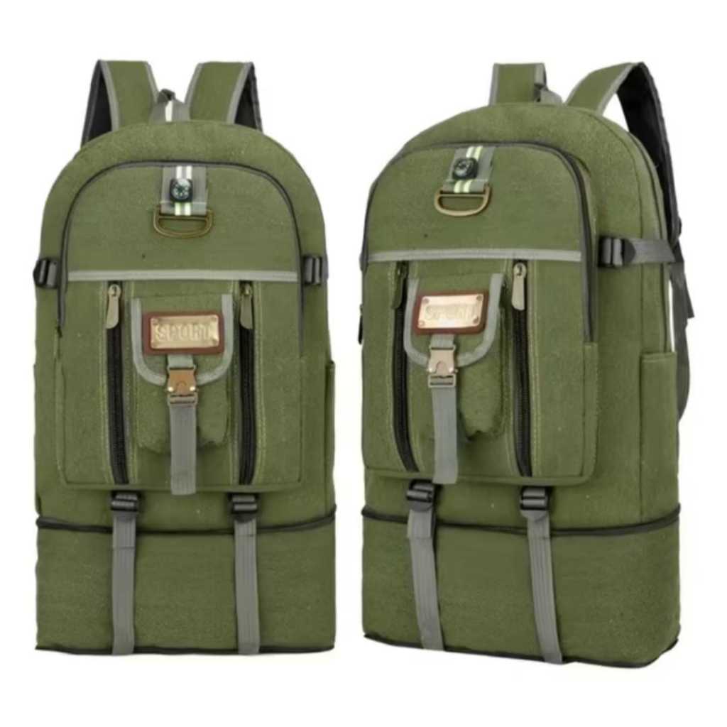Mochila Masculina Lona 50 Litros Viagem Passeio Motoboy Esporte Trilha