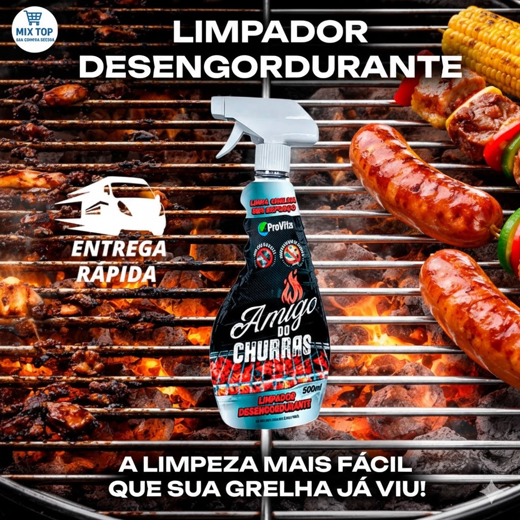 Limpador Desengordurante Amigo do Churras 500ml - Limpa Grelha e Espetos Sem Esforço Profissional em Oferta na Shopee