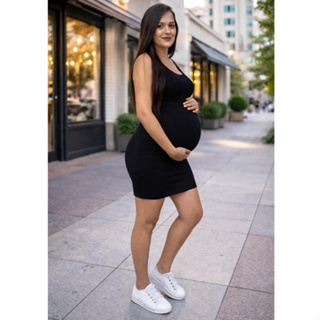 Vestido Midi Tubinho Gravida Gestante Canelado Alcinha Regatinha em Oferta na Shopee