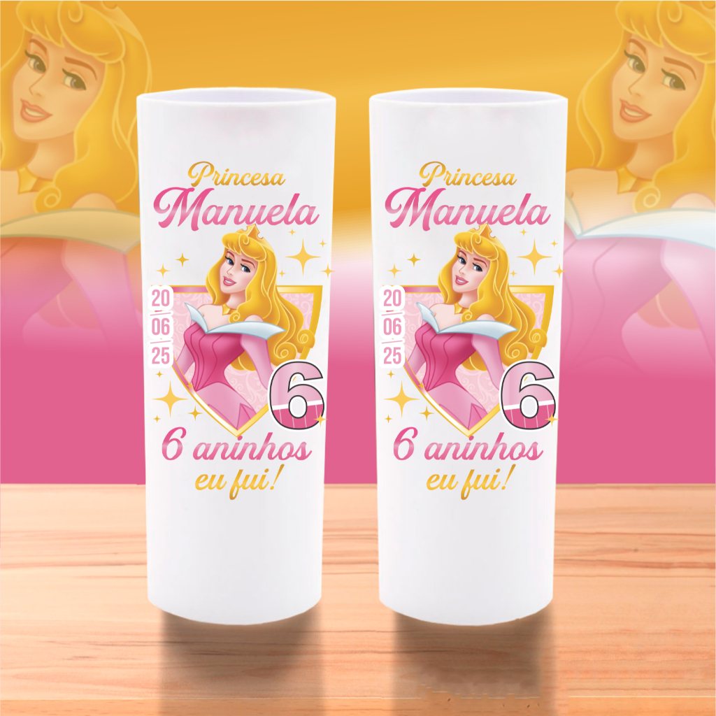 100 Copos Personalizados c nome Aniversário BELA ADORMECIDA KIT FESTA AURORA Princesa Lembrancinha