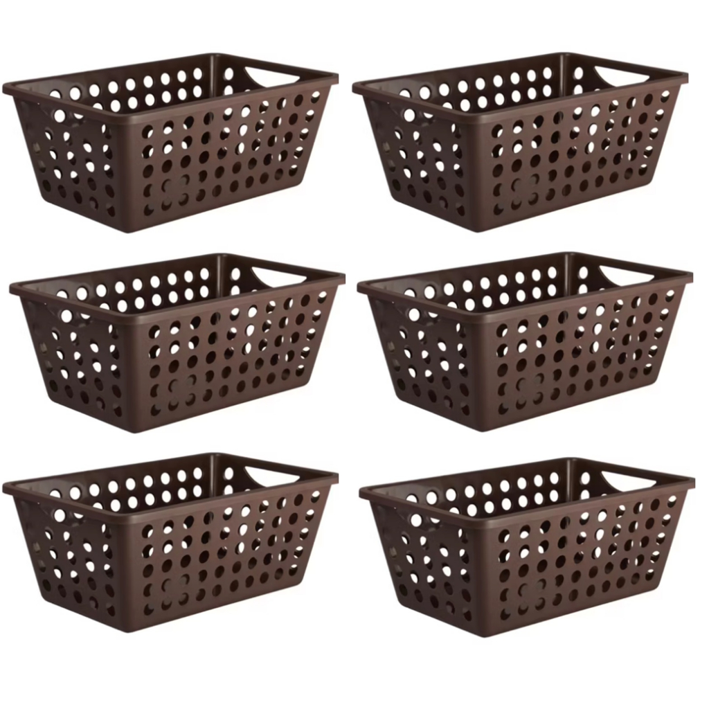 Cesta Organizadora Multiuso 4,3 Litros Café – Kit com 6 Unidades | Organização Prática e Moderna em Oferta na Shopee