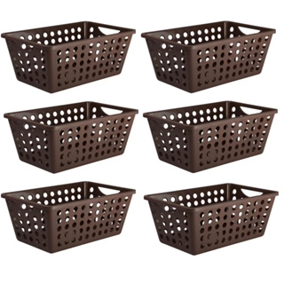 Cesta Organizadora Multiuso 4,3 Litros Café – Kit com 6 Unidades | Organização Prática e Moderna em Oferta na Shopee