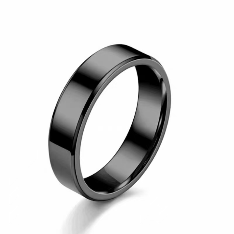 Aliança Anel Casamento Moeda antiga Folheado Reta 3mm 4mm 6mm Fina Cor Preto