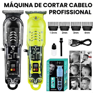 Máquina De Cortar Cabelo Profissional Smart Lcd Barbeador Elétrico Transparente Sem Fio Para Homens em Oferta na Shopee