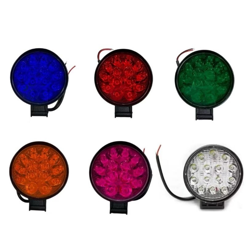 Farol Redondo 9cm 14 Led 42w Colorido Caminhão Ônibus