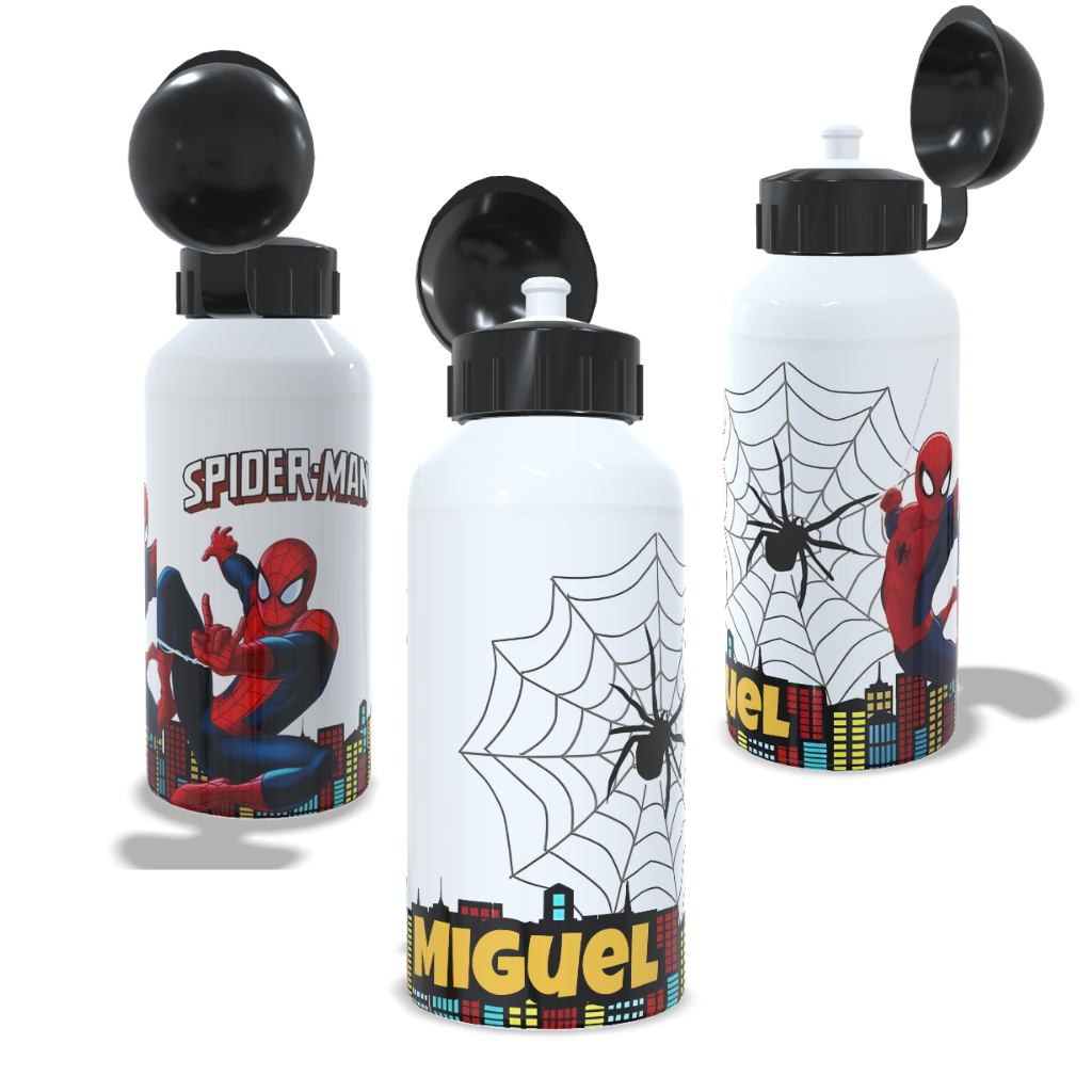 Garrafa Infantil Homem Aranha 500ml Alumínio Personalizada com Nome – Squeeze Escolar