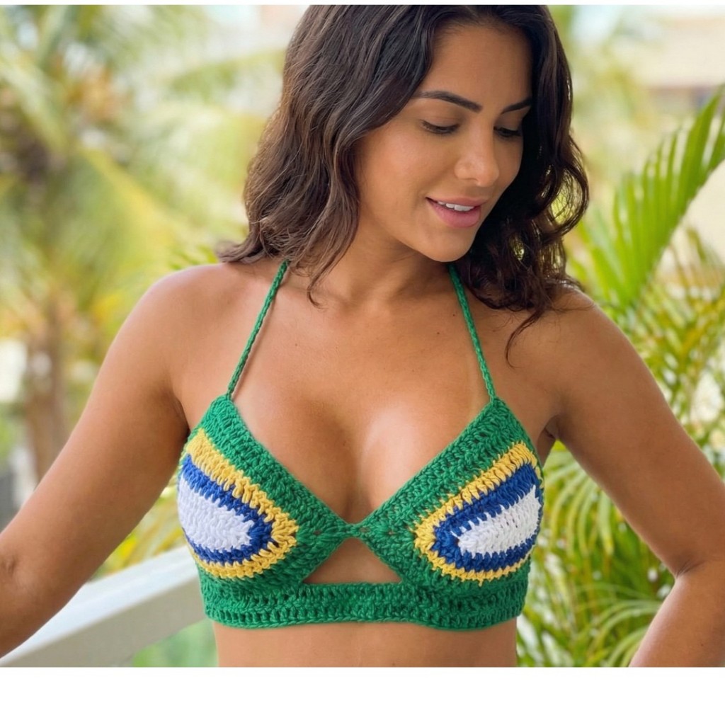 Cropped de Crochê Brasil | APS MODAS