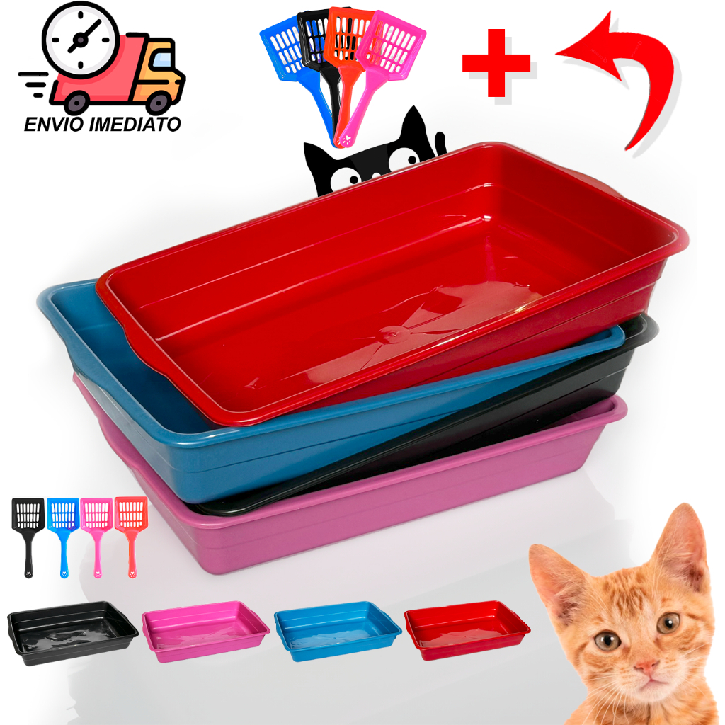 Caixa bandeja Banheiro de Gato Grande + Pá higiênica Para Gatos em Oferta na Shopee