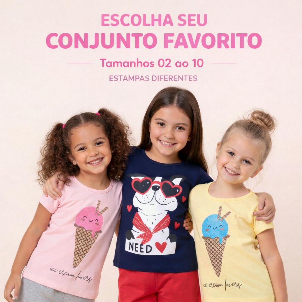 Conjunto Infantil Feminino Menina Estampa Bolsinha