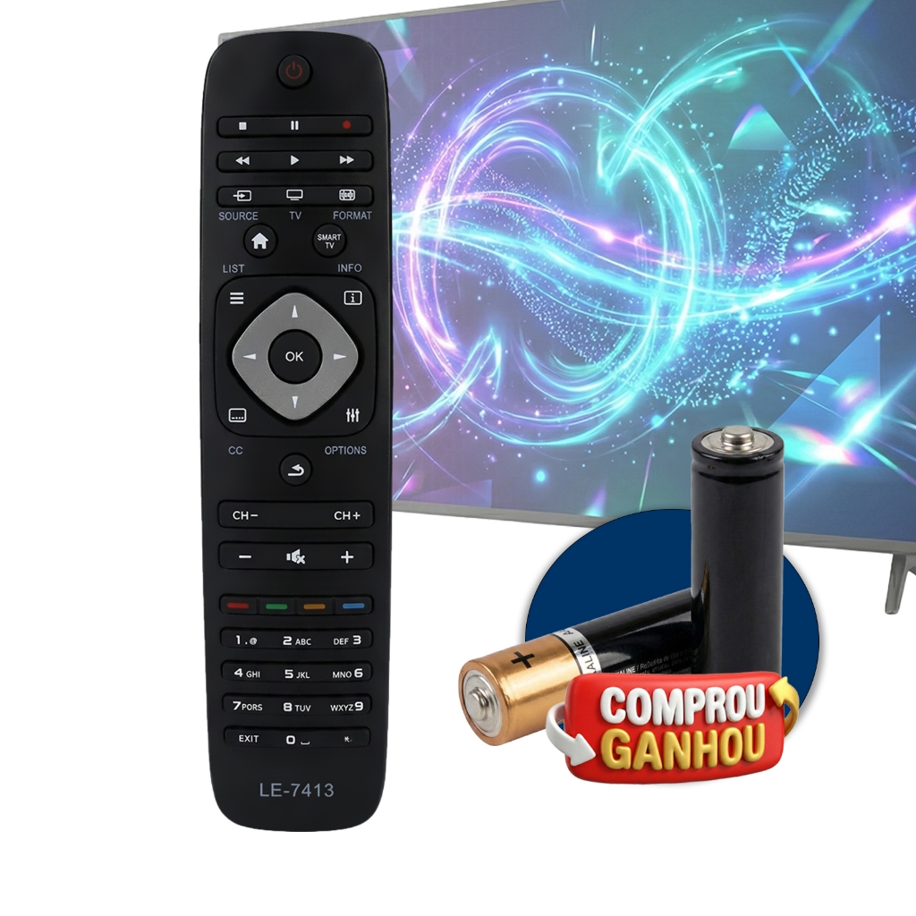 Controle Remoto Compatível Tv Philips Smart Lcd Led 3d 32PFL 40PFL  42PFL  50PFL  55PFL