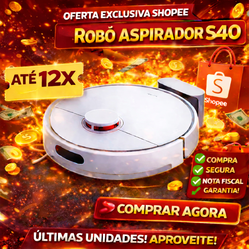 Robô aspirador Xiaomi S40 Bivolt 10000 PA Mapeamento a Laser inteligente Automática