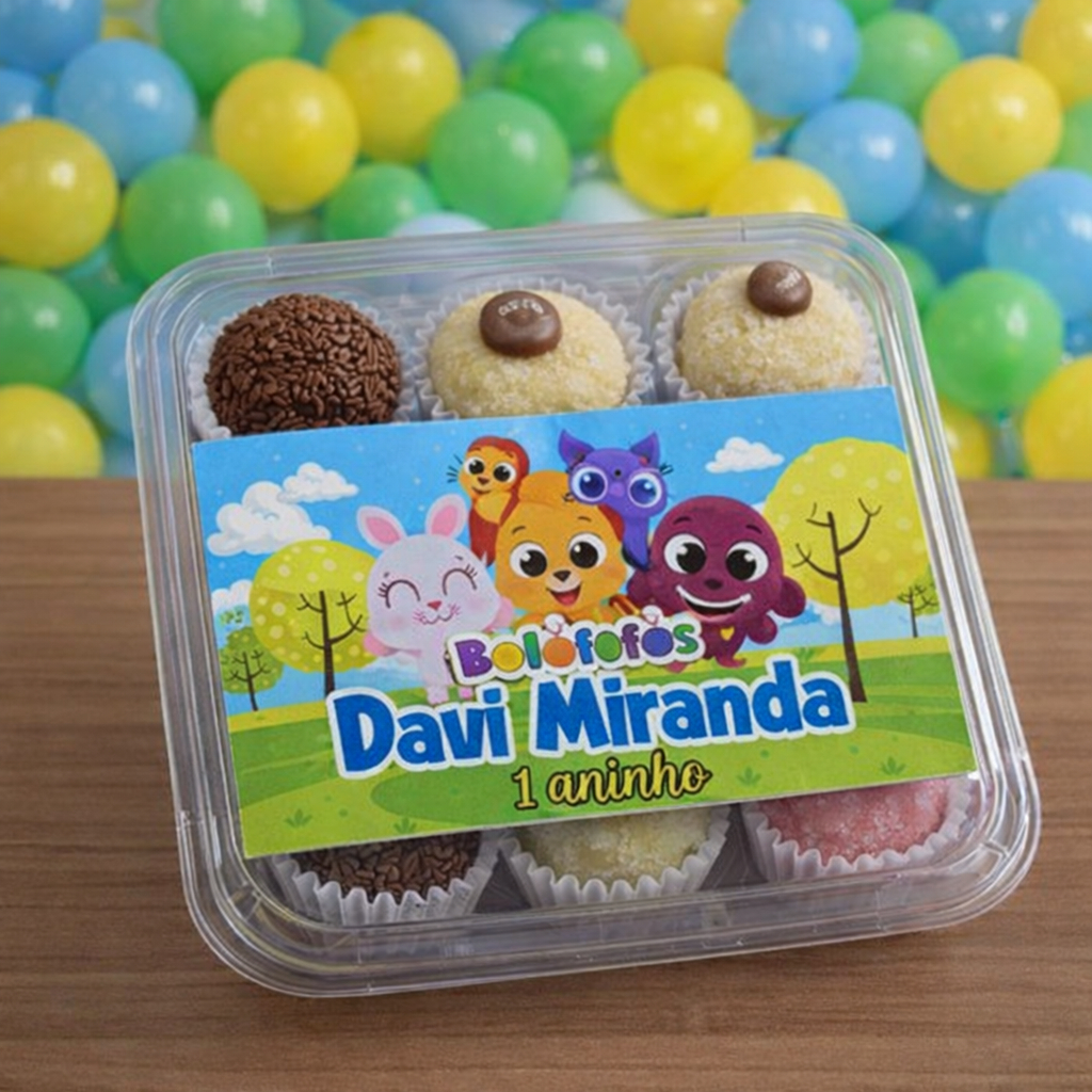 Rótulos adesivo para marmitinha BOLOFOFOS/ Marmitinha bolo e três docinhos