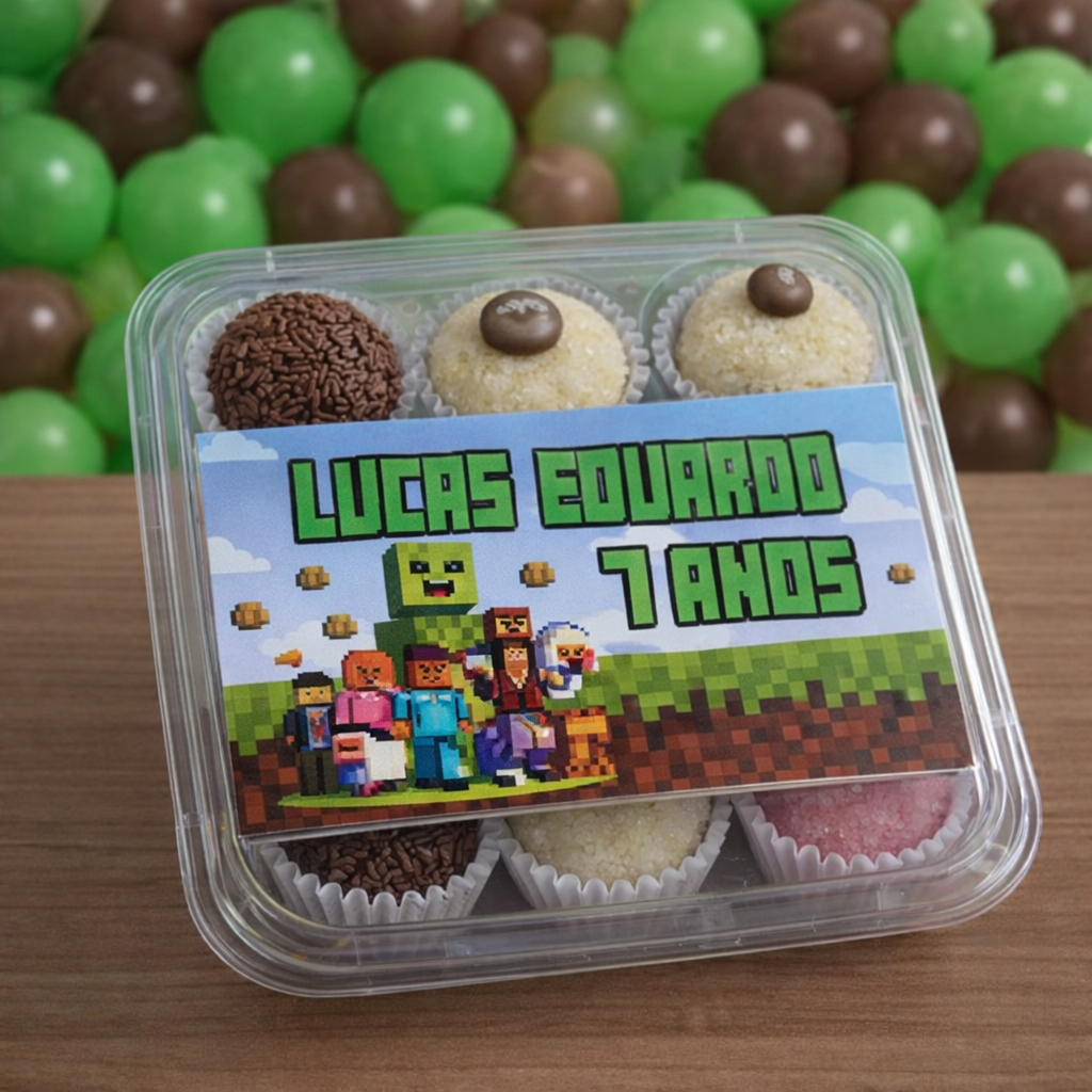 Rótulos adesivo para marmitinha MINECRAFT/ Marmitinha bolo e três docinhos