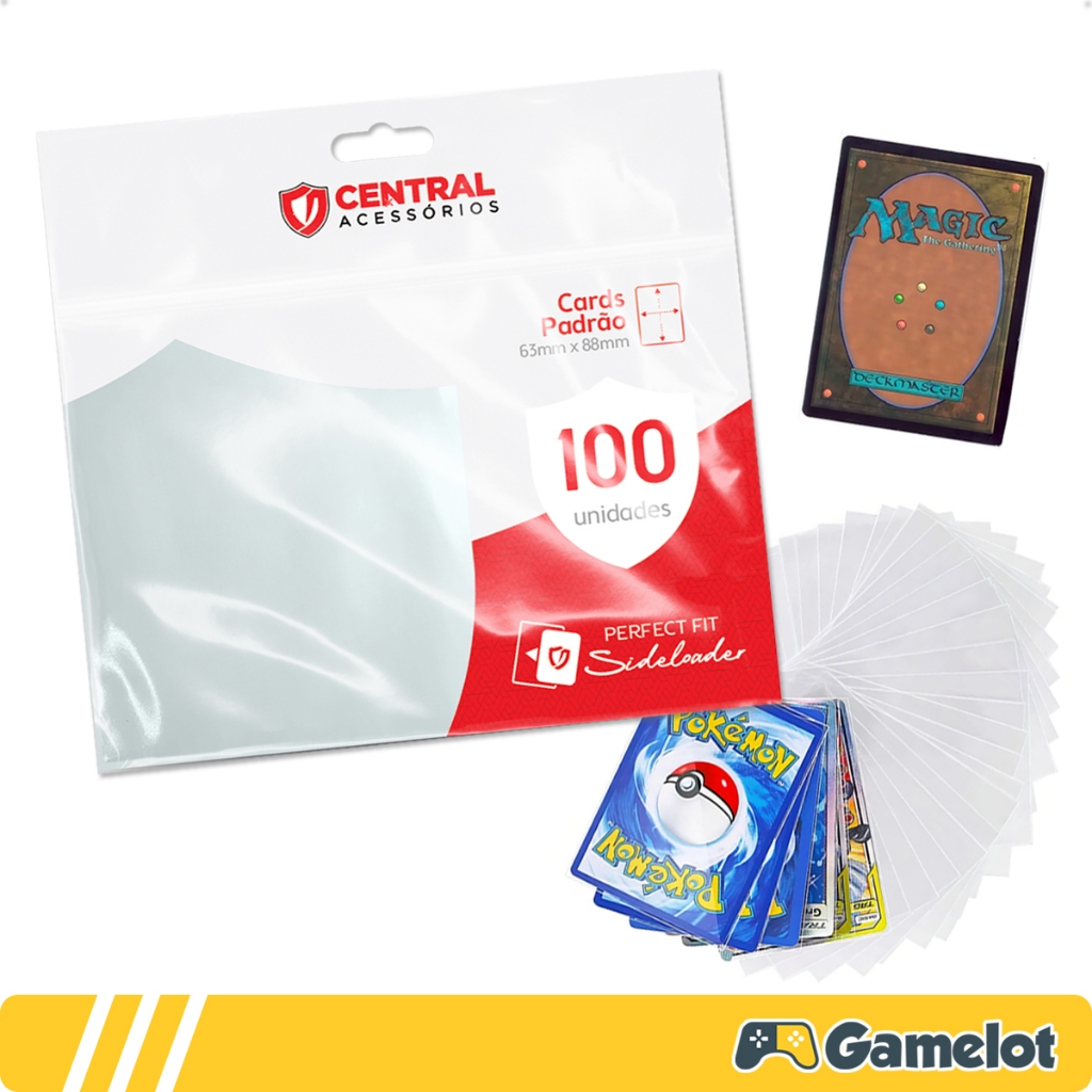 Protetor Cartas Sleeve Central Shield Perfect Fit Sideloader Transparente 63x88mm Pokémon Magic TCG