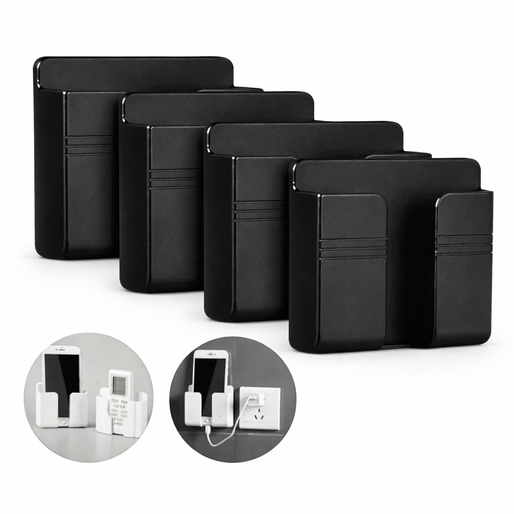 4 Suporte De Parede Celular Controle Plástico Preto