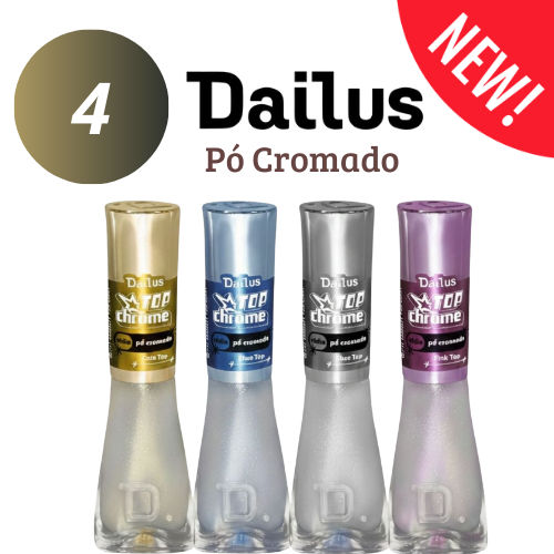 Top Coat Dailus Top Chrome Efeito Pó Cromado Lançamento Unhas com Máximo Brilho em Oferta na Shopee