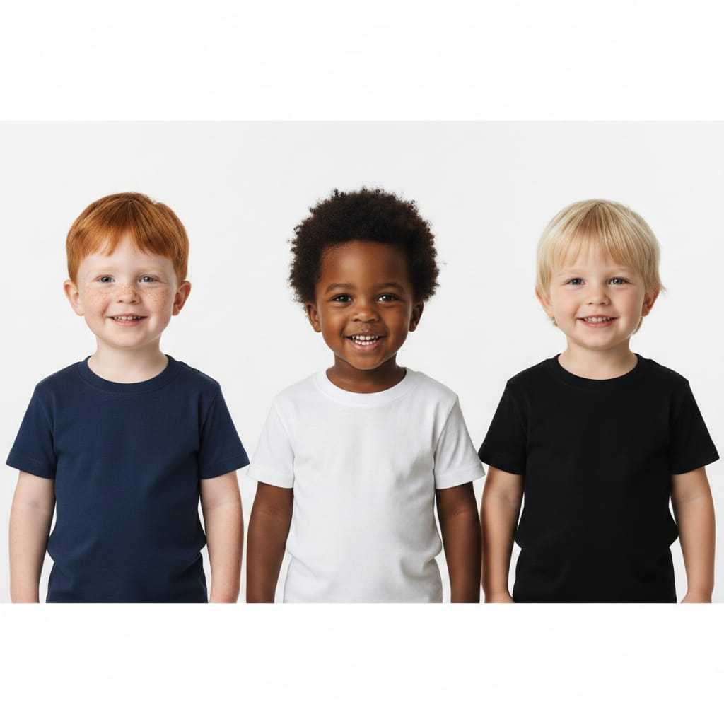 Kit 3 Camiseta Manga Curta Infantil lisa Básica Tamanho 01 02 03 100% Algodão