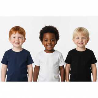 Kit 3 Camiseta Manga Curta Infantil lisa Básica Tamanho 01 02 03 100% Algodão em Oferta na Shopee