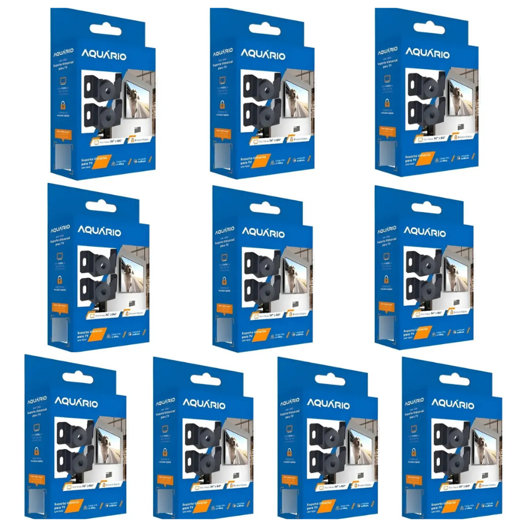 Kit 10 Suportes De Tv Fixo 14 Á 84 Polegadas Lcd Led Plasma Preto