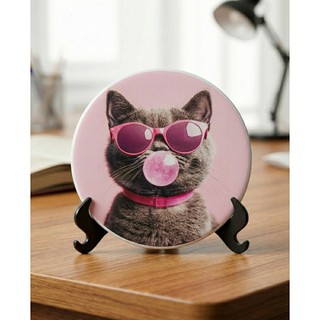 Porta Retrato Botton de Mesa Personalizado 8,8 cm - Foto, Logo ou Frase - Com Suporte