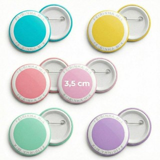 Bottons Personalizados 3,5cm | Sua Arte ou Logo | Base Plástica que Não Enferruja
