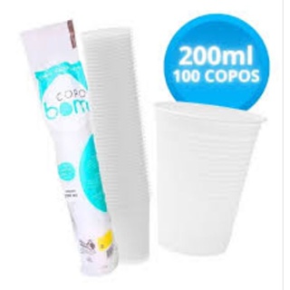 Copo Descartável Resistente 200ml Branco ou Transparente  Água Copobom 100 Un em Oferta na Shopee
