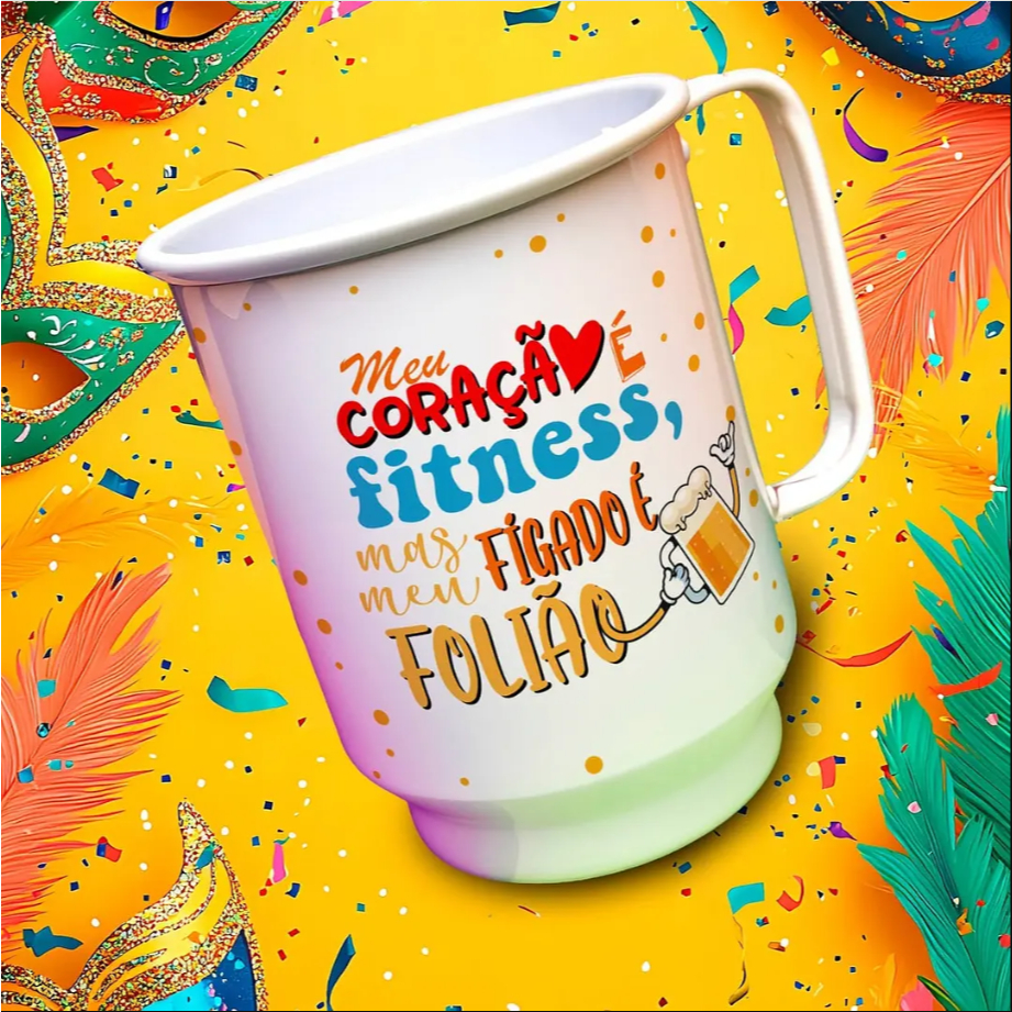Caneca Alumínio 600ml Personalizado Unykk Tema Carnaval, Churrasco e Folia