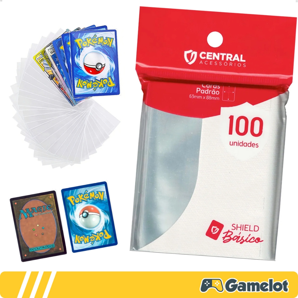Protetor de Cartas Sleeve Central Shield Padrão Básico Transparente 63 x 88mm Pokémon Magic TCG