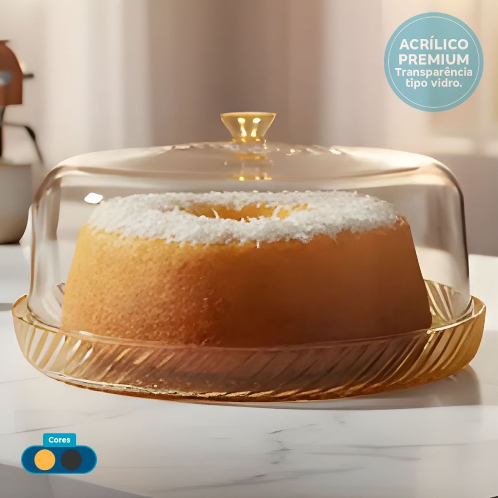 Boleira Borda Alta Com Tampa em Acrílico Grosso e Resistente em Oferta na Shopee