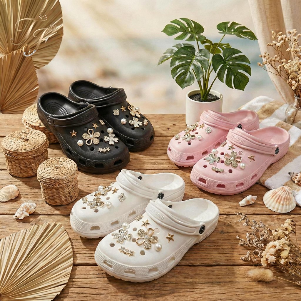 Sandália Feminina EVA Babuche Confortável Antiderrapante Leve com Acessórios Casual Praia Casa