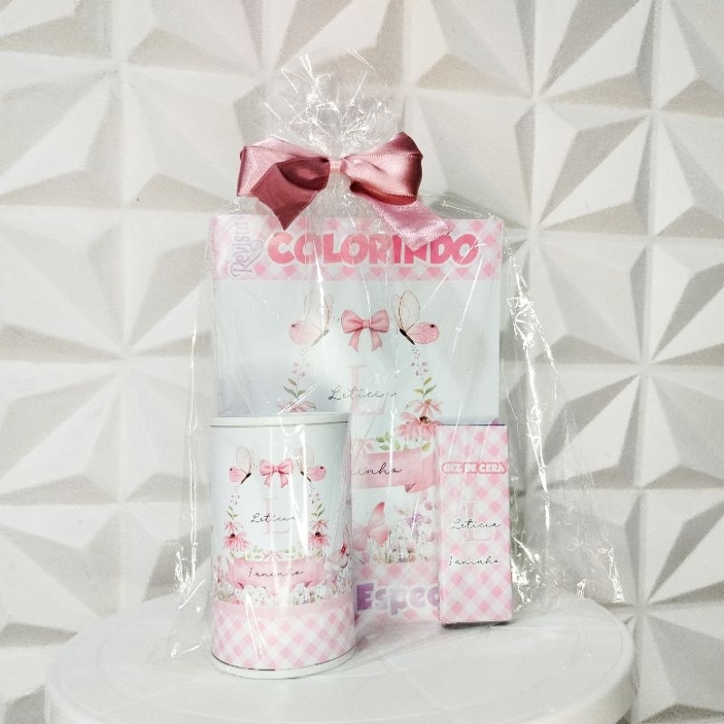 Kit Livrinho de Colorir Giz de Cera e Cofrinho Lembrancinha Mimo Jardim Borboletas em Oferta na Shopee