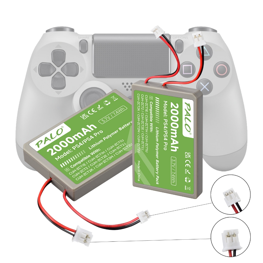 Kit 2 Bateria Reposição Compatível Com Controle 3.7V 2000mah Para Ps4 Ps4pro Playstation 4