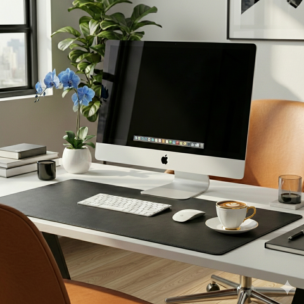 Mouse Pad Grande Em Couro Ecológico Modelo Elegance.Medidas 30/70 Costurado