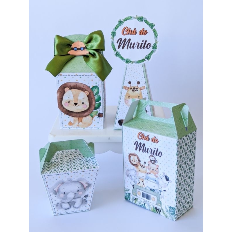 Kit Festa PEGUE E MONTE Safari Baby, personalizados safari Baby, lembrancinhas de festa infantil, caixa Milk safari Baby