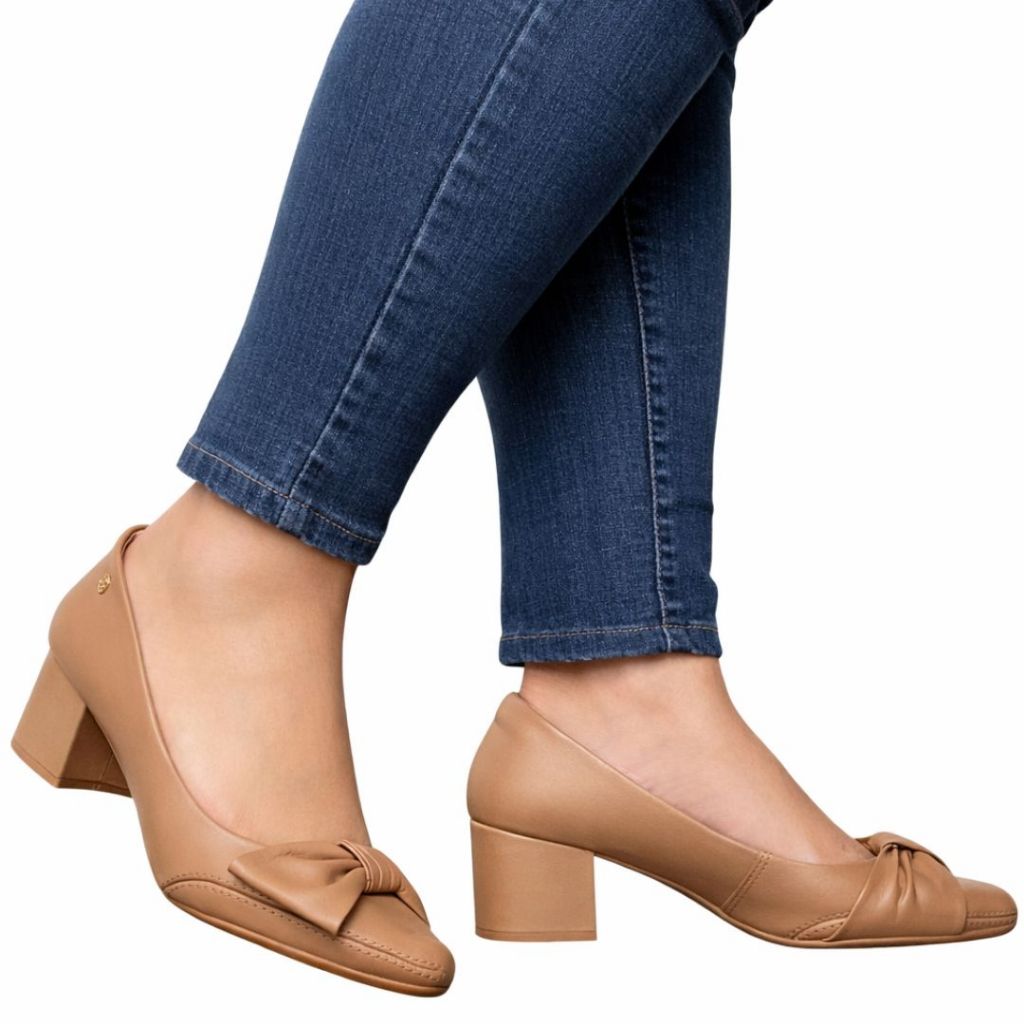 Sapato Feminino Couro Macio Salto Bloco Médio Ramarim 2662103