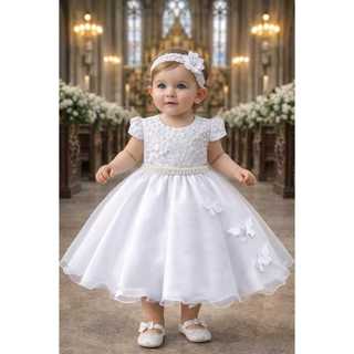 vestido infantil batizado daminha festa cinto perolas saia gode