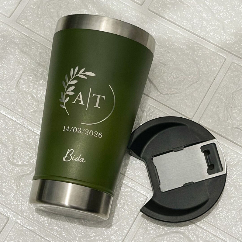 Kit com 3 / 5 / 7 / 10 Copos Térmicos Personalizados 473ml – Brinde com Tampa + Abridor | Nome, Time, Logo ou Evento