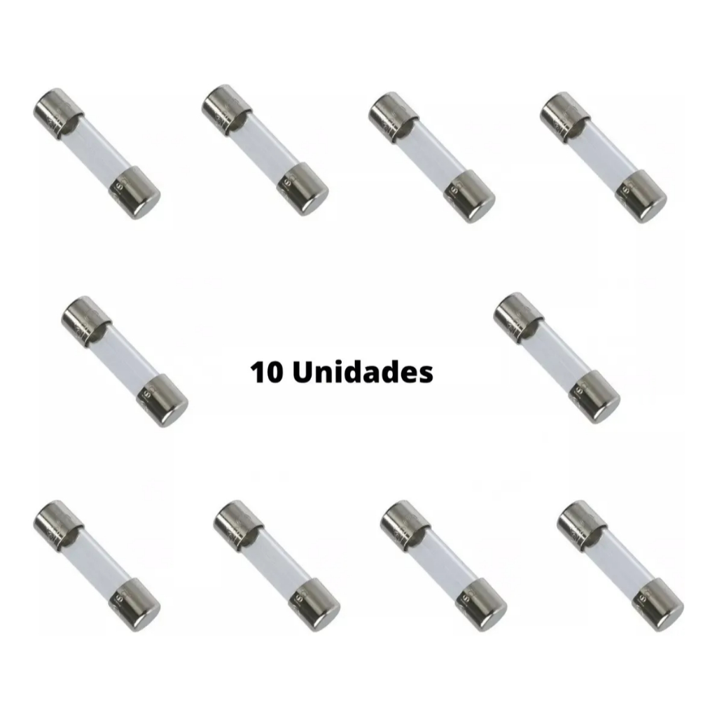Fusível de Vidro 5x20 - 10A 250V Kit c/ 10 peças — imagem 2 de 2