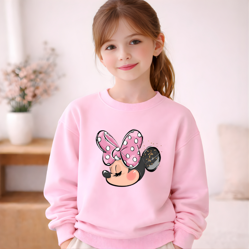 Moleton Menina Infantil Minnie Mouse Delicada Rosa Casaco Flanelado 2 ao 12