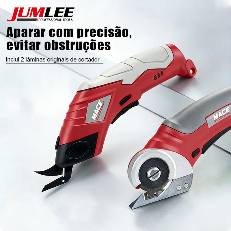 JUMLEE- tesoura elétrica para tecidos usb recarregável 4,2v 2000mah bivolt em Oferta na Shopee
