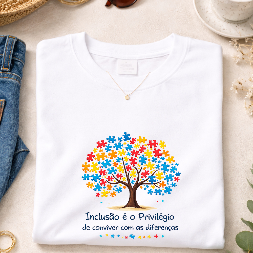 Camiseta Educação Inclusiva Blusa Feminina 100% Algodão em Oferta na Shopee