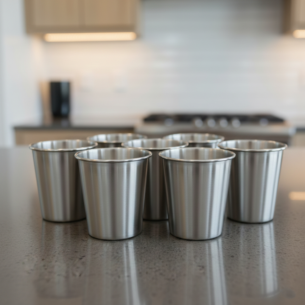 Jogo de Copos de Alumínio Polido 300ml – 6 ou 12 Unidades em Oferta na Shopee
