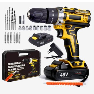 Parafusadeira e Furadeira de Impacto 48V Sem Fio - Kit Completo com 2 Baterias Recarregáveis e Maleta em Oferta na Shopee