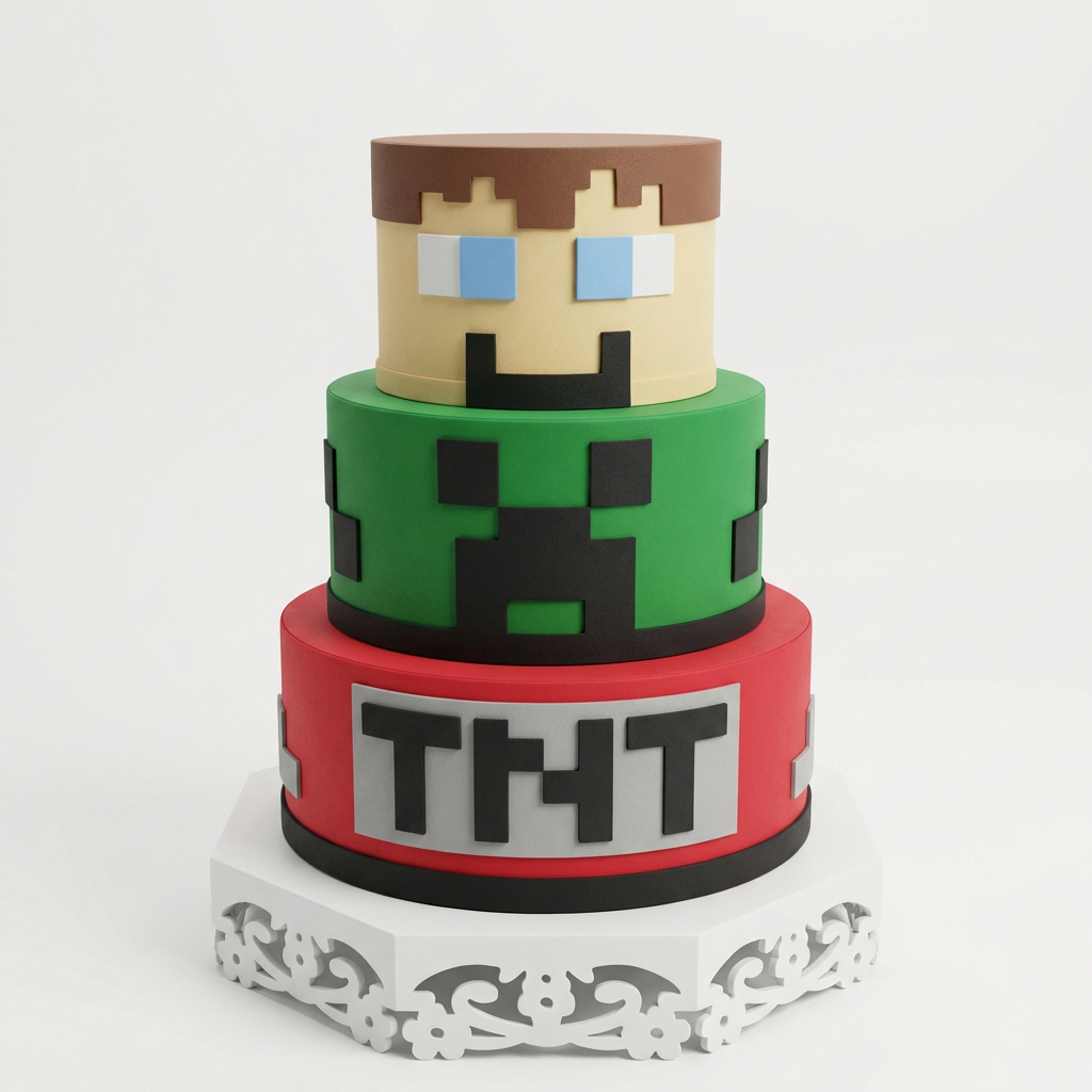 Bolo Fake Cenográfico Falso Para Festa Minecraft
