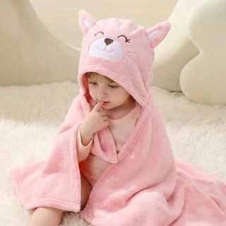 Toalha de Banho Bebê Cobertor de Bebê 95x65cm Felpuda Capuz Infantil Recém Nascido Com Orelhinha Men