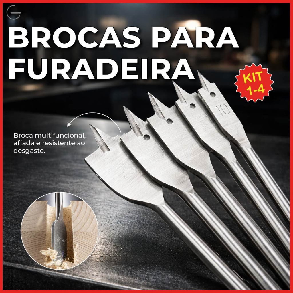 Kit Brocas para Furadeira Multifuncional para furos redondos em madeira Alta Durabilidade em Oferta na Shopee